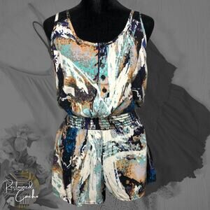 Bjewel Abstract Print Sleeveless Romper - Size XS